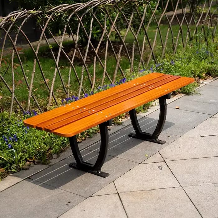 Banc en bois massif et bambou pour jardin et parc extérieurs, banc sans dossier