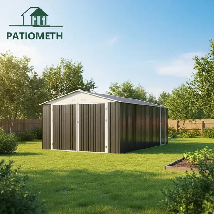 Abri de jardin 12x20 pieds, garage métallique robuste pour voiture, camion, bateau, mobilier de jard