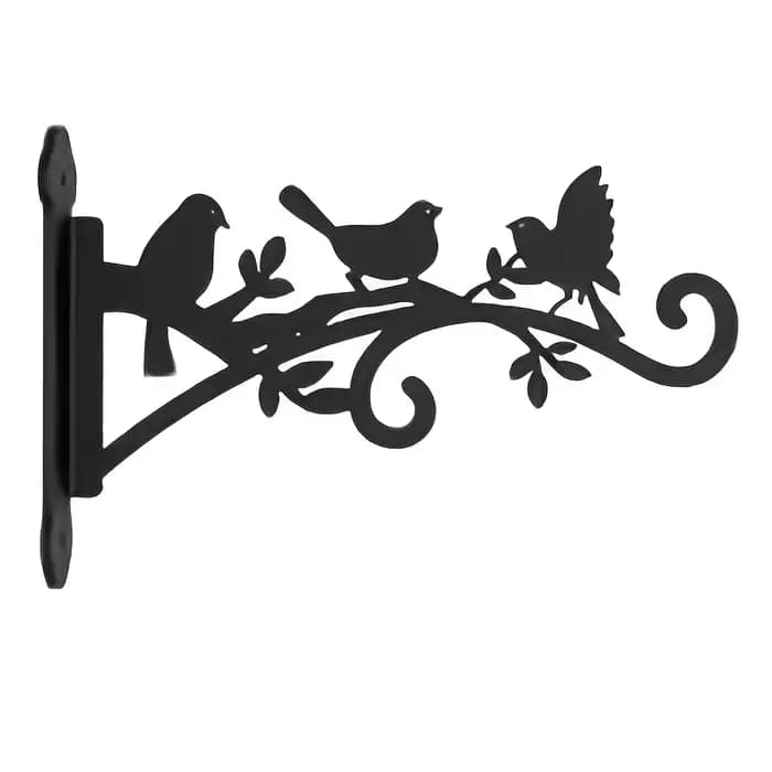 Cintre mural en métal pour plantes, avec motif d'oiseaux et de feuilles, crochet robuste et facile à
