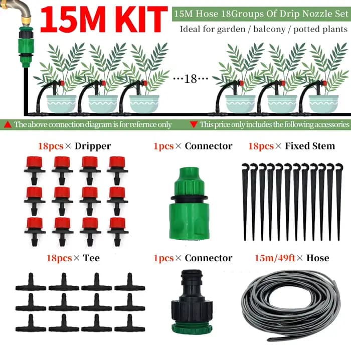 Système d'irrigation goutte-à-goutte pour serre, 15M-30M, bricolage, tuyau d'arrosage automatique, M