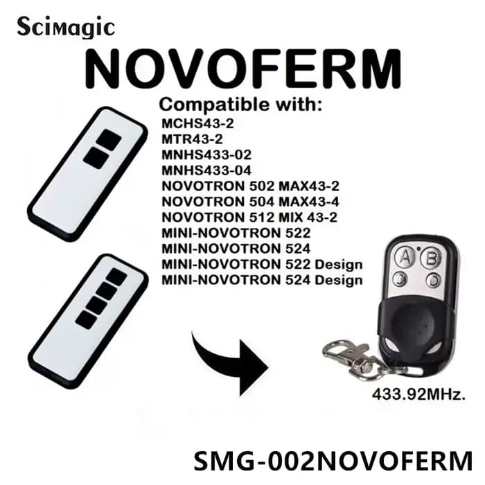 Novoferm Mini-Novotron 522, télécommande Compatible 524 433.92MHz contrôle de porte Novoferm ouvre-p