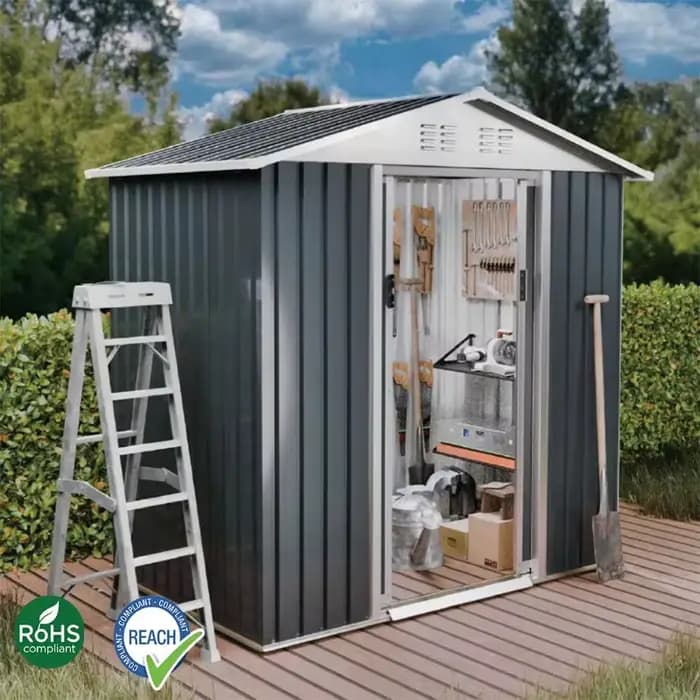 Abri de jardin spacieux 6x4 pieds pour articles ménagers, outils de jardin et décorations saisonnièr