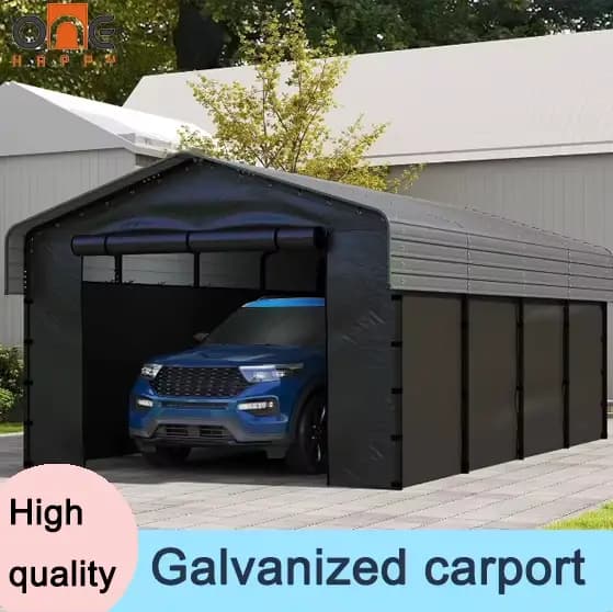 Abri de voiture en acier galvanisé robuste, abri extérieur moderne et minimaliste, cadre thermolaqué
