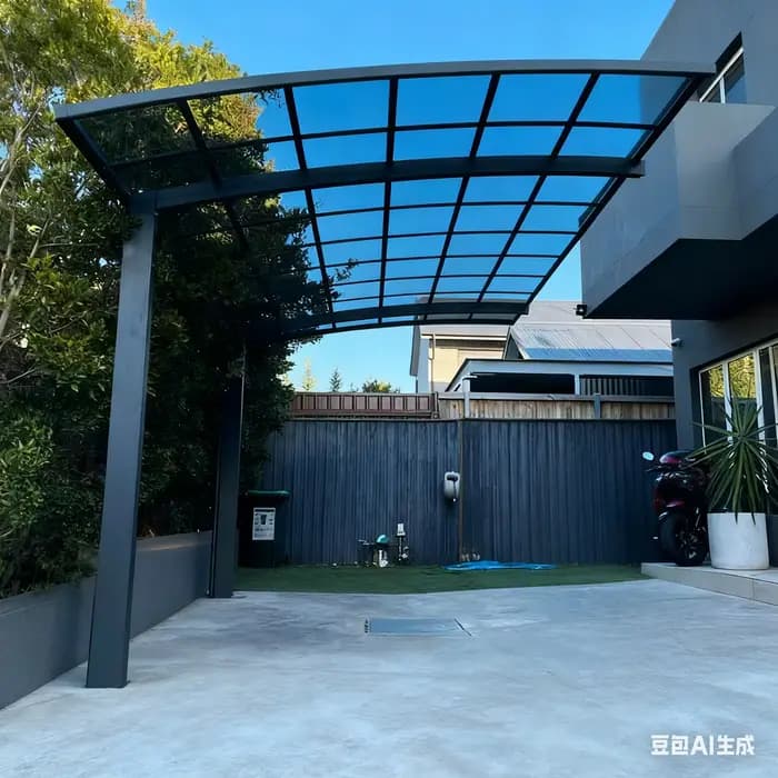 Carport simple face en aluminium pour villa - Pare-soleil en polycarbonate, auvent extérieur thermiq