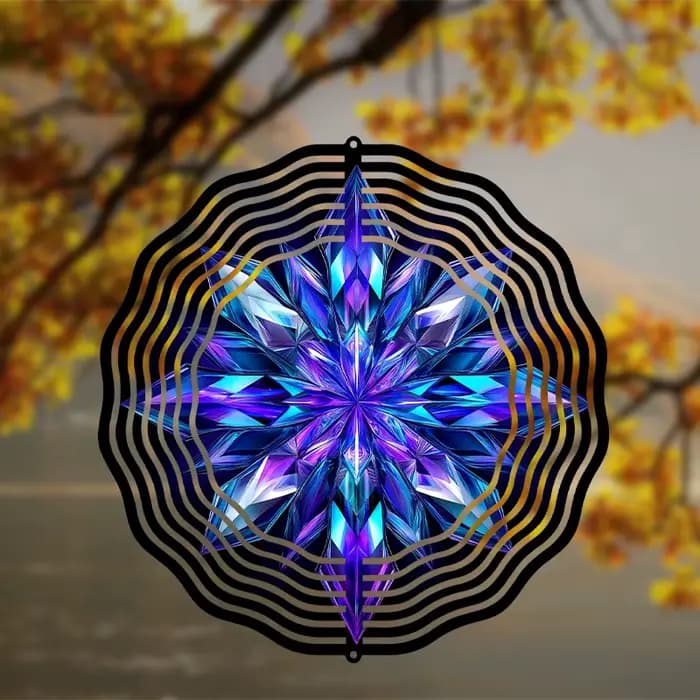 Mancor - Tourniquet à vent en métal 3D pour jardin extérieur, sculpture cinétique Mandala avec effet