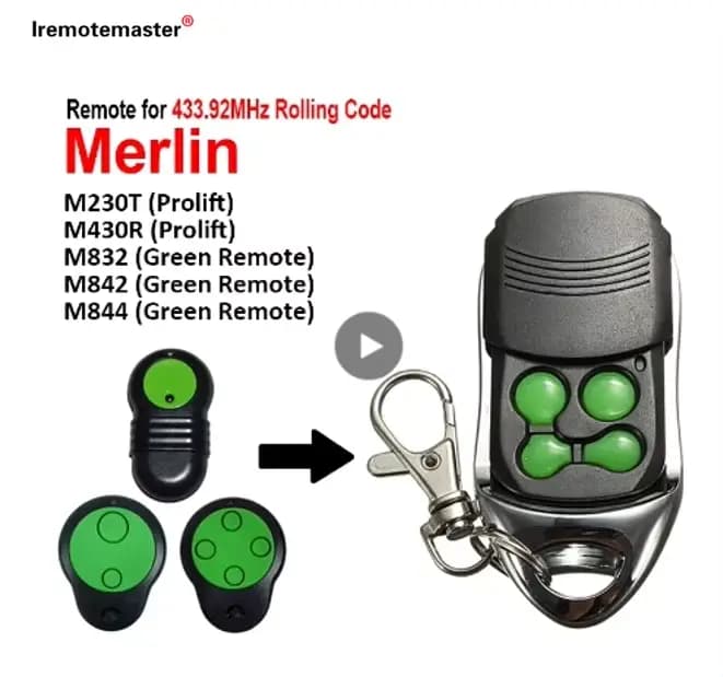 Télécommande Compatible avec Merlin M842 M832 M844, télécommande de porte de Garage Prolift 230T/430