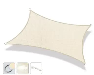 Voile d'ombrage rectangulaire en HDPE 3x4 m, couleur sable du désert, pour jardin, patio, piscine, a