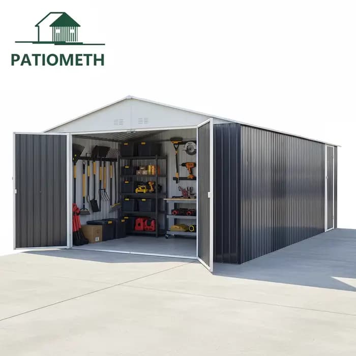Abri de jardin 12x20 pieds, robuste, pour garage, rangement extérieur, pour voiture, camion, bateau,