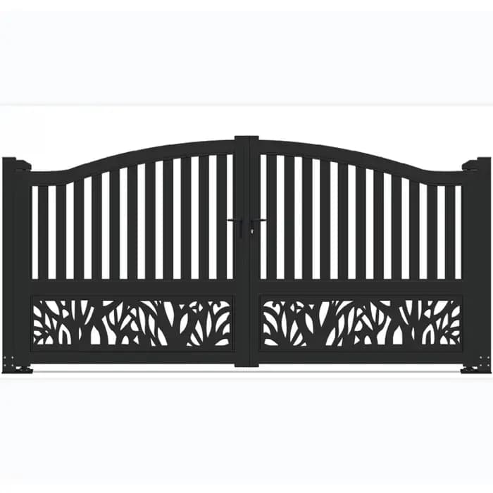 Allée double porte en fer forgé rotation porte design moderne extérieur en métal automatique jardin 