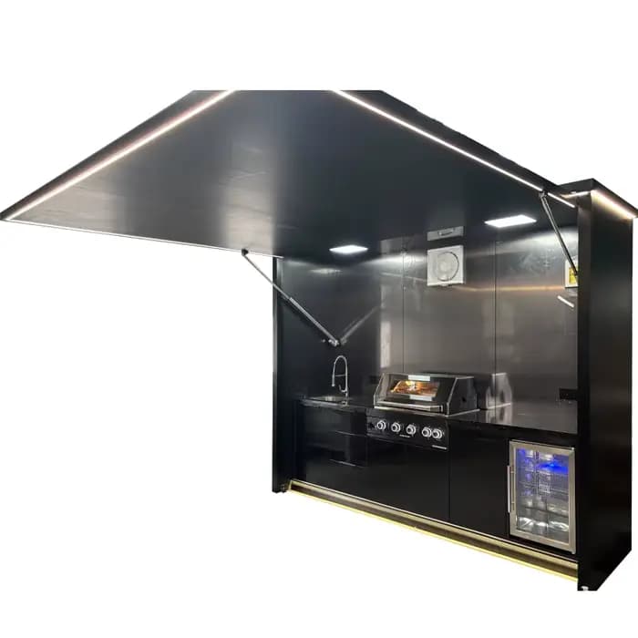 Ensemble d'armoires de cuisine extérieures personnalisées résistantes aux intempéries, en acier inox