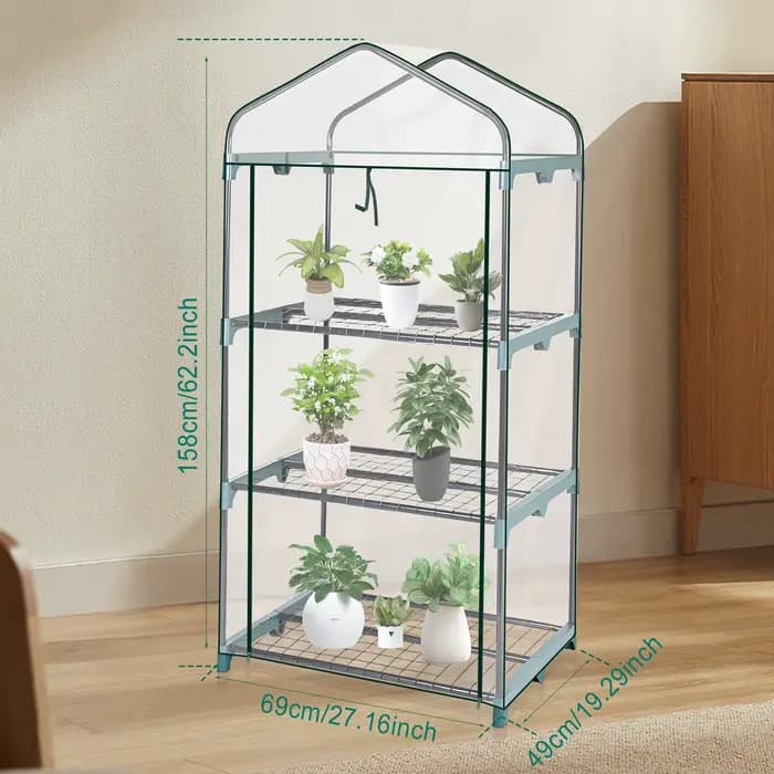 Juste de remplacement pour mini serre à 3 niveaux, PVC transparent, porte à glissière enroulable, 69