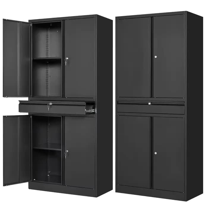 Armoire de rangement en métal pour garage avec tiroir et 4 portes verrouillables, organisateur d'out