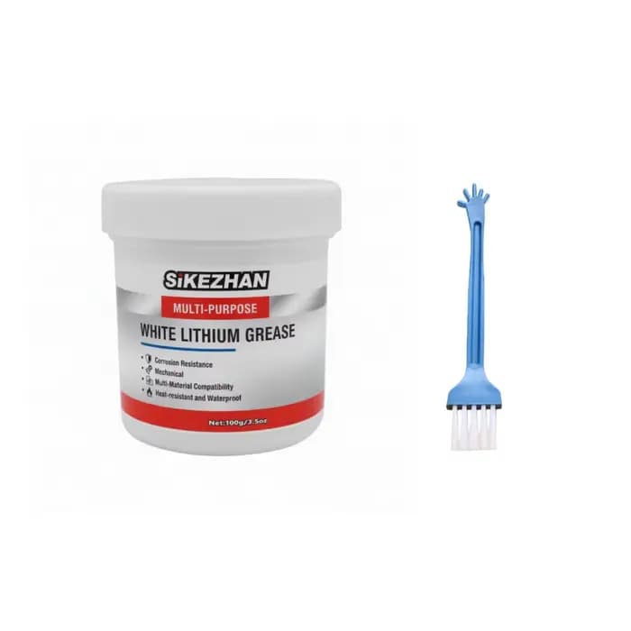 Graisse au lithium blanche avec pinceau, lubrifiant multi-usages pour les portes de garage, les roul