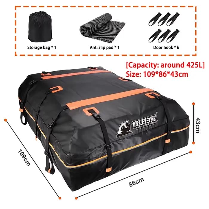 Coffre de voiture étanche extérieur, cape de toit L, sac de toit de voiture, rangement portable et p