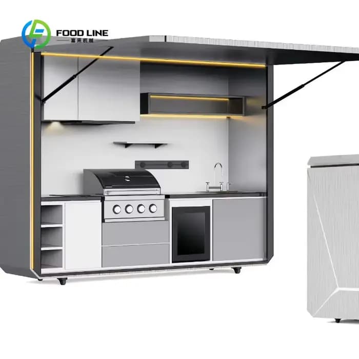 Cuisine Modulaire Extérieure Contemporaine Personnalisée Préfabriquée, Unité de Cuisine Mobile Résis