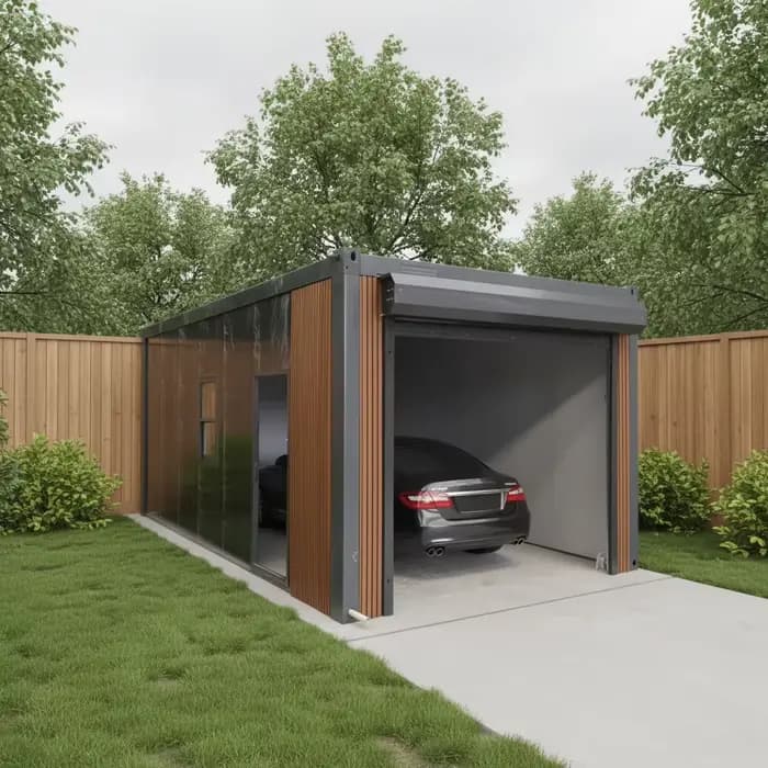 Garage Conteneur Moderne 20-40 pieds : Abri de Voiture Préfabriqué en Acier, Abri de Stationnement M