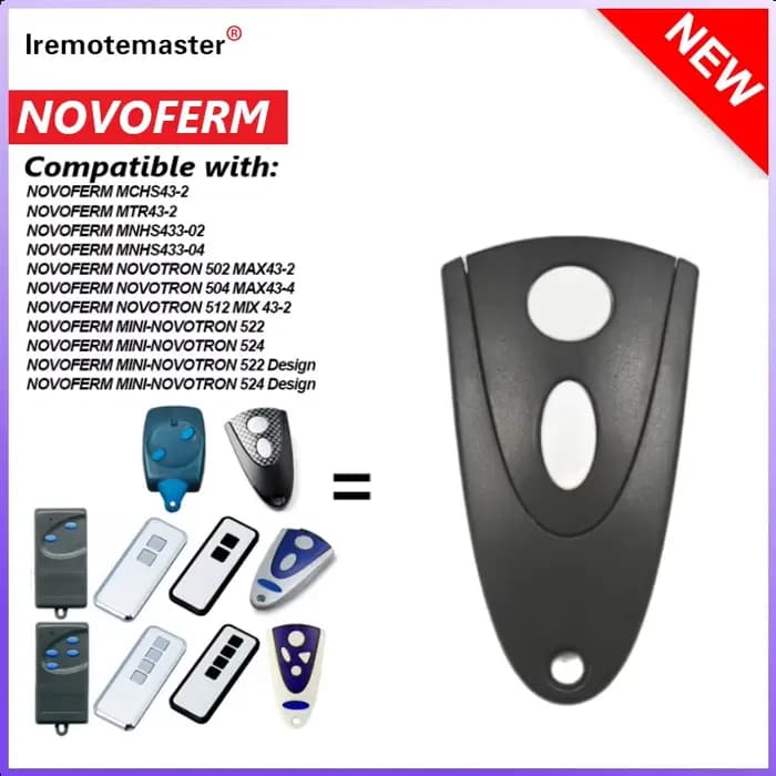 Télécommande de porte de garage NOVOFERM NOVOTRON 502 MAX43-2 504 MAX43-4 512 522 433 MHz MTR43-2 MCHS43-2 MNHS433-02 MNHS433-04