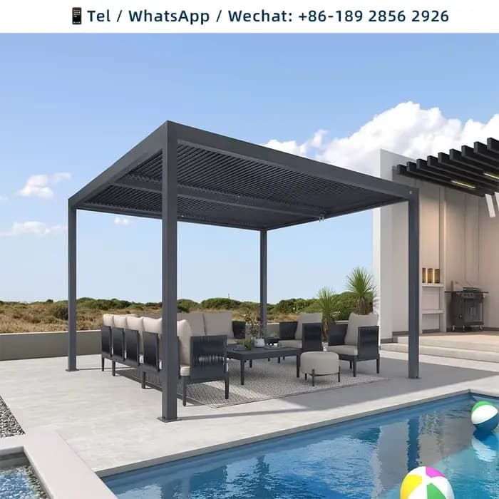 Pergola bioclimatique en aluminium 3x4m motorisée extérieure plage piscine Gazebos alliage protection contre la pluie