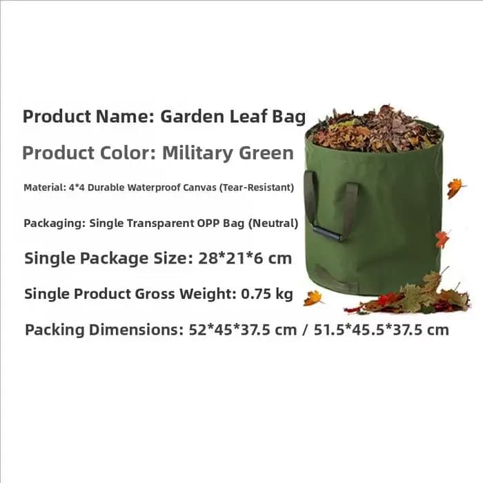 Sac de rangement de feuilles de jardin