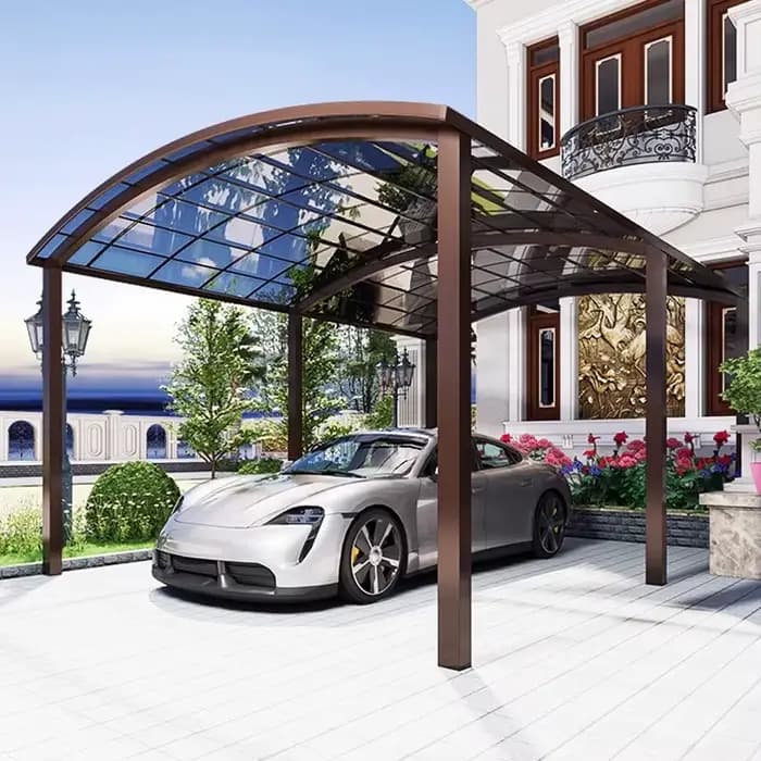 Abri de voiture robuste en alliage d'aluminium avec panneaux en polycarbonate
