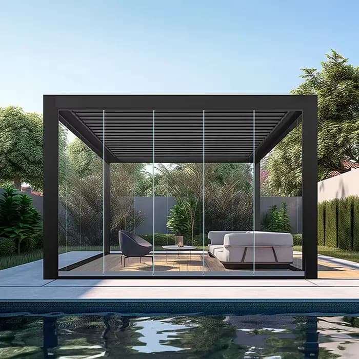 Pergola de jardin extérieure en aluminium étanche avec toit