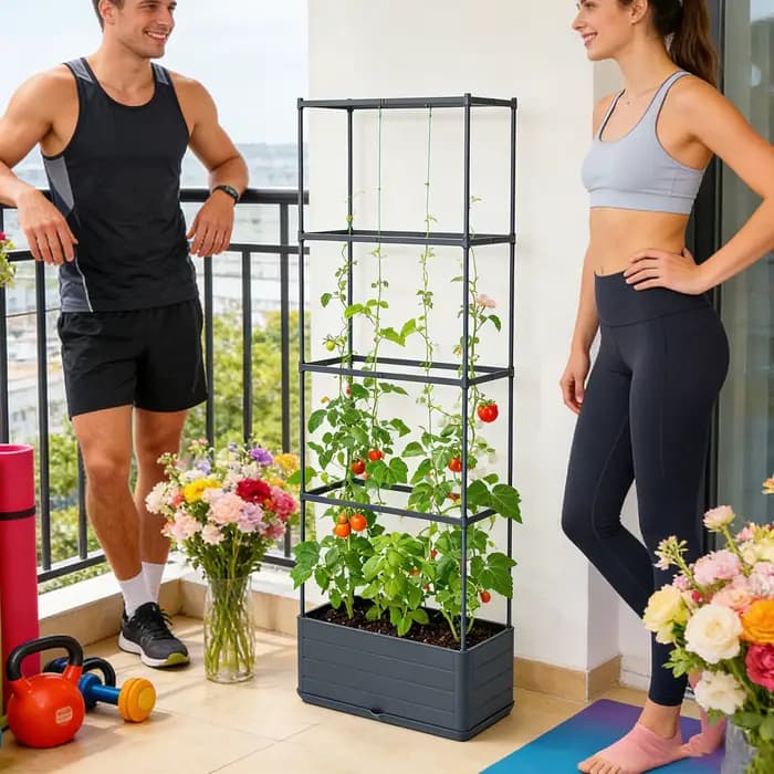 Jardinière verticale pour tomates avec treillis 2-en-1