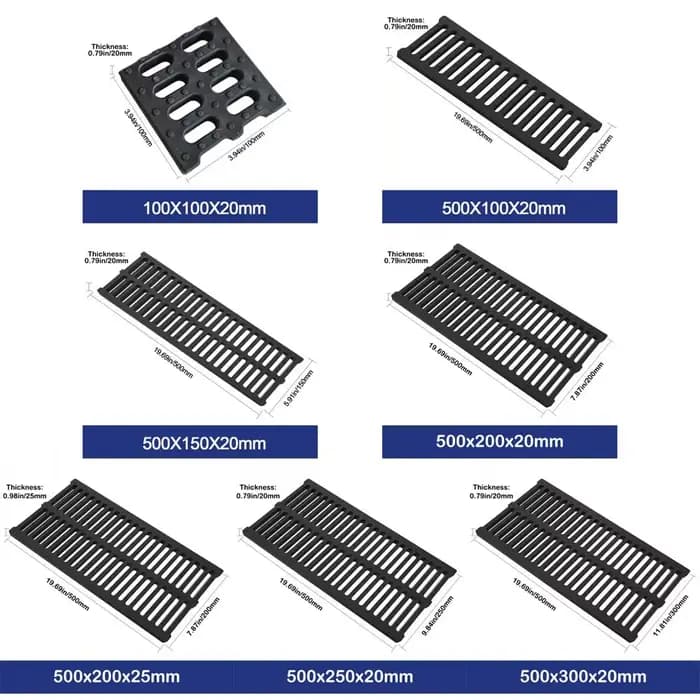 Nouvelle grille de drainage rectangulaire en résine plastique haute résistance pour garage