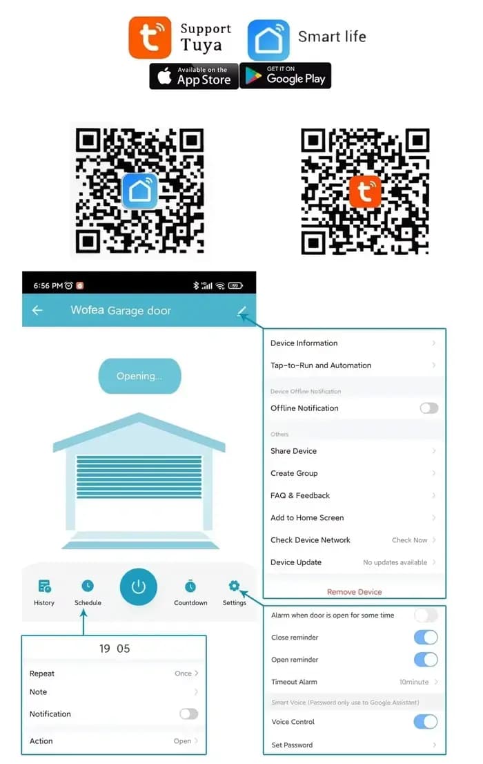 Tuya WiFi contrôleur d'ouverture de porte de Garage intelligent 2.4G