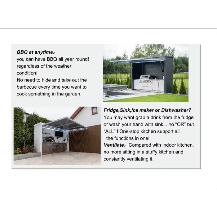 Cabane de barbecue moderne préfabriquée avec gril central
