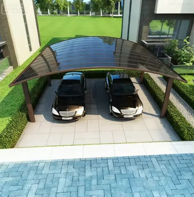 Carport simple face en aluminium pour villa - Pare-soleil en polycarbonate