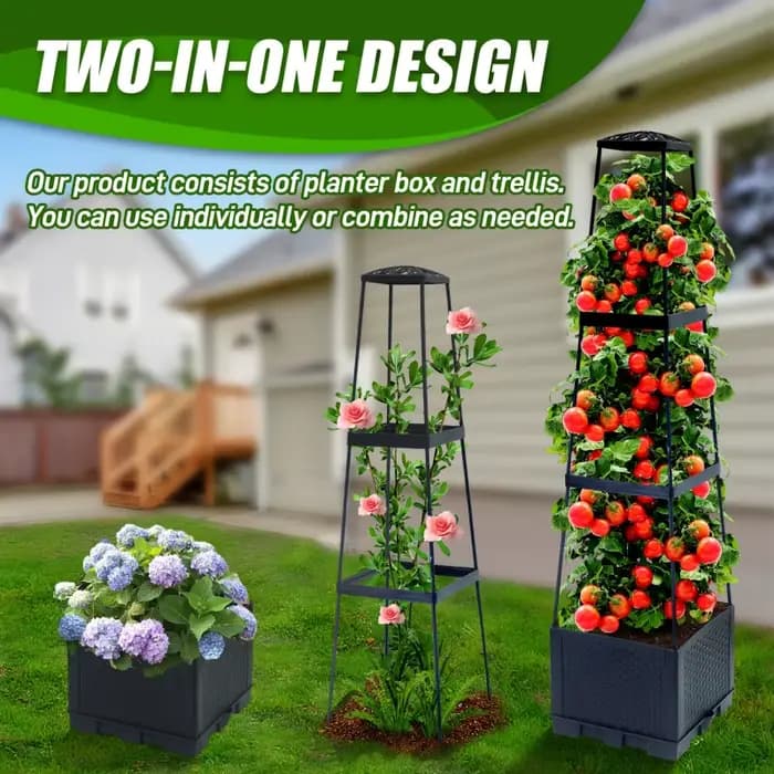 Boîte de plantation de tomates de 44.8 pouces avec cadre d'escalade