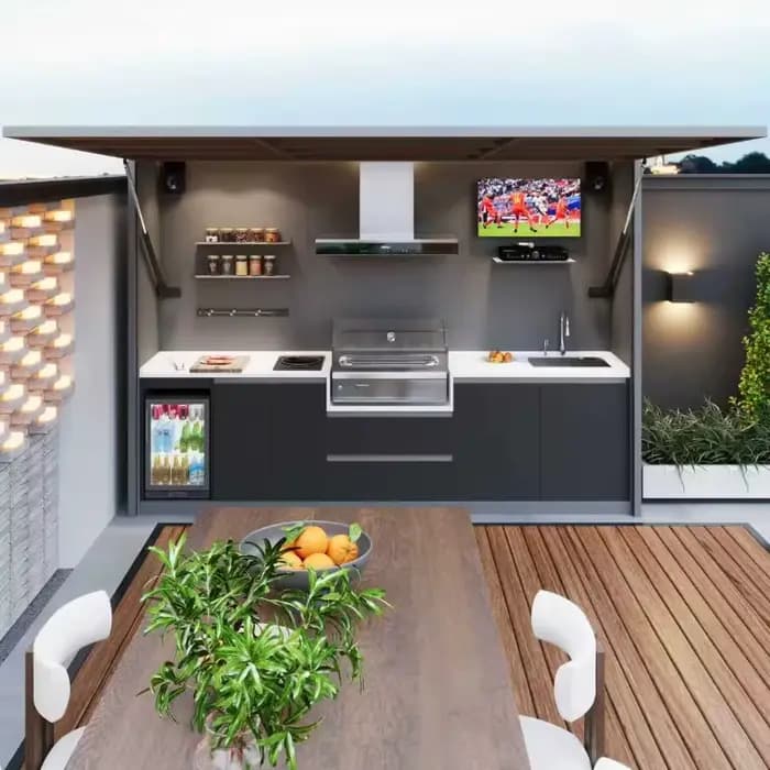 Cuisine extérieure personnalisée avec barbecue