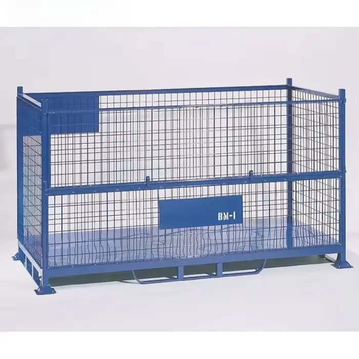 Cage de rangement double galvanisée empilable pliante de conception de réseau de transport