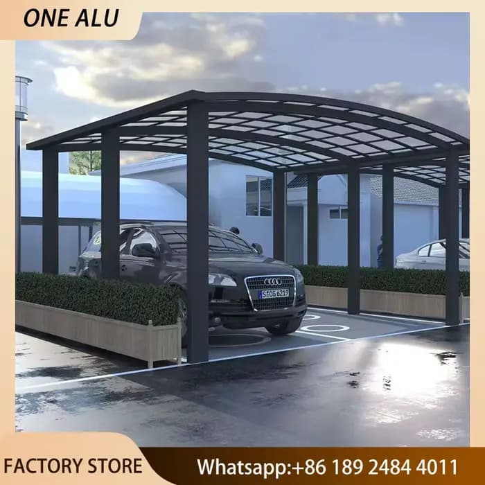 Abri de voiture en aluminium sur mesure avec toit en polycarbonate