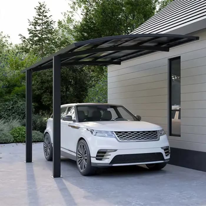 Abri de voiture en aluminium à pignon incliné