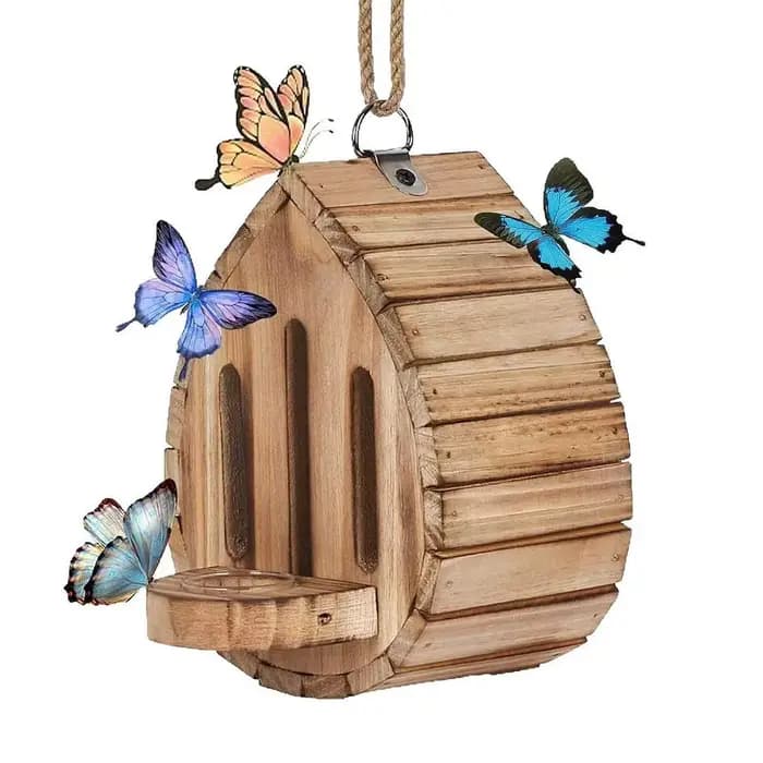 Décor de maison de papillons en bois avec porte arrière
