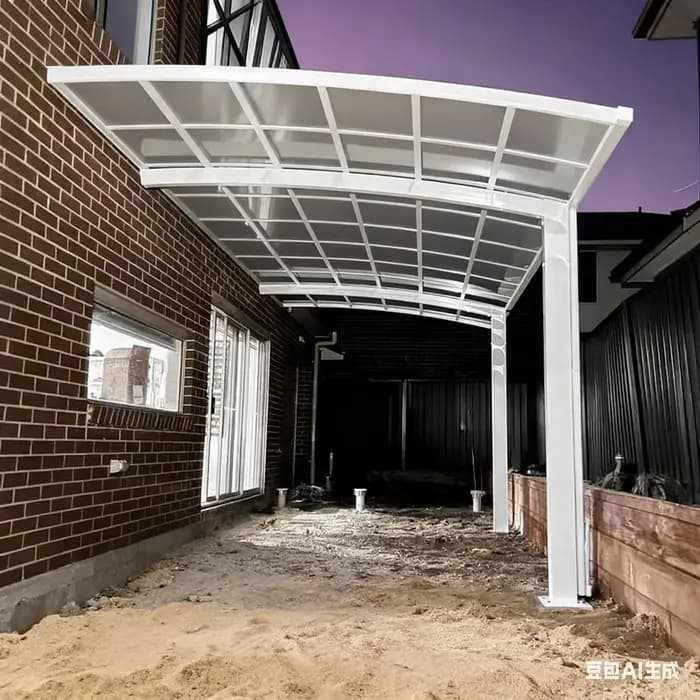 Carport simple face en aluminium pour villa - Pare-soleil en polycarbonate