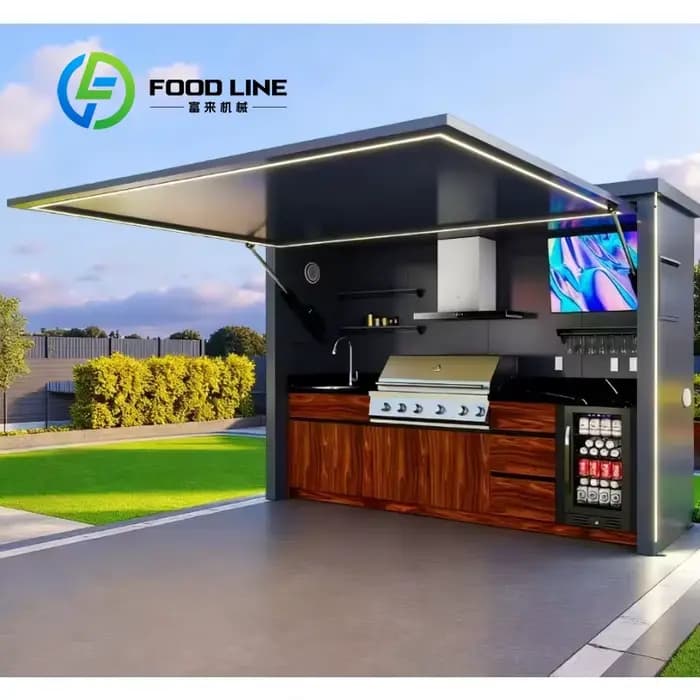 Abri modulaire personnalisé résistant aux intempéries avec cuisine extérieure