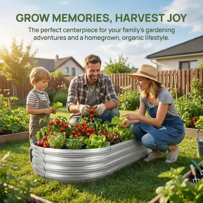 Bac à Jardin Surélevé pour Balcon Grand Espace Forme Ovale Galvanisé Anti-Rouille Usage Domestique 4x2FT Un Pack