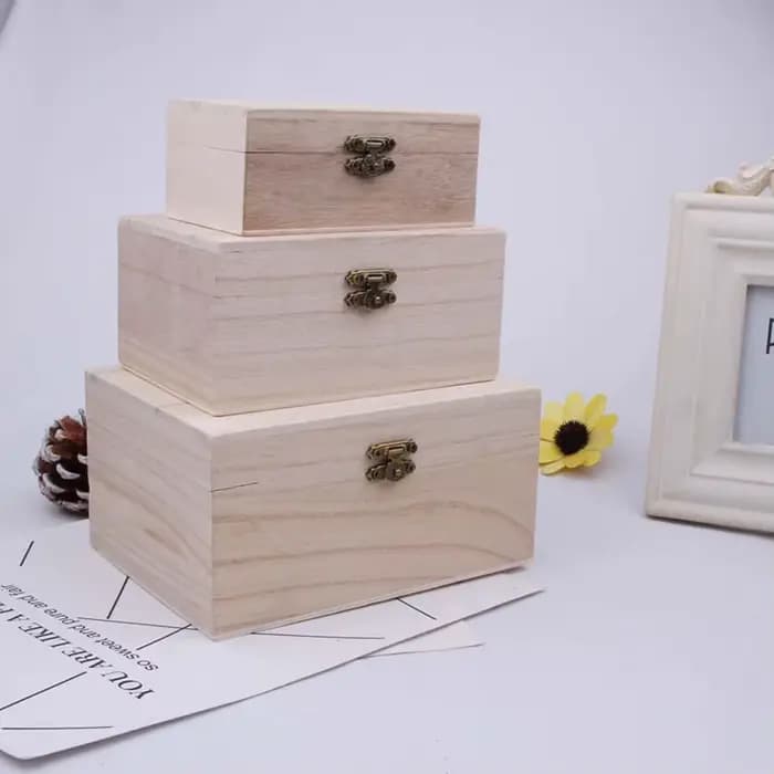 Boîte de rangement en bois S/M/L