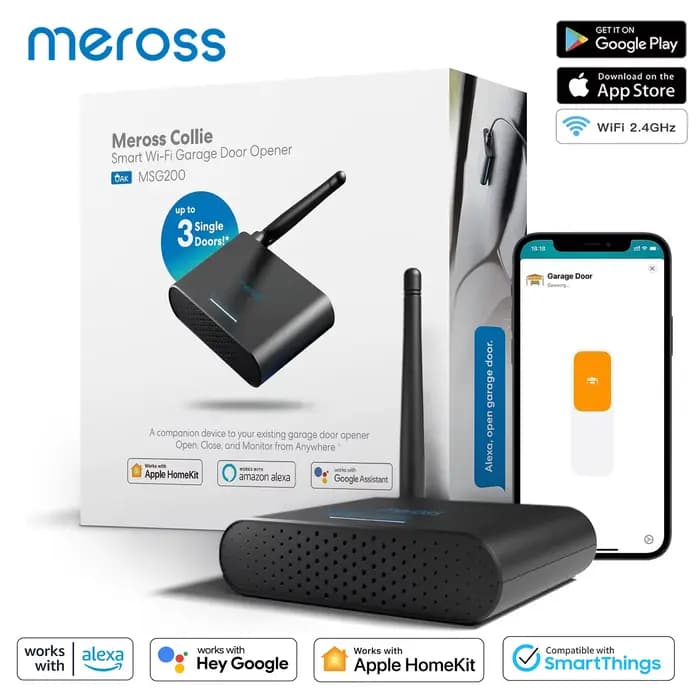 Ouvre-porte de Garage intelligent Meross avec antenne externe jusqu'à 3 portes simples Version ue/US/AU/UK prise en charge HomeKit Alexa Google Home