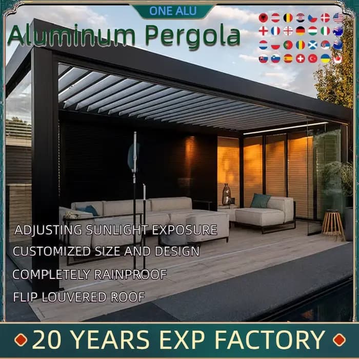 Pergola bioclimatique en aluminium 3x4m motorisée extérieure plage piscine Gazebos alliage protection contre la pluie