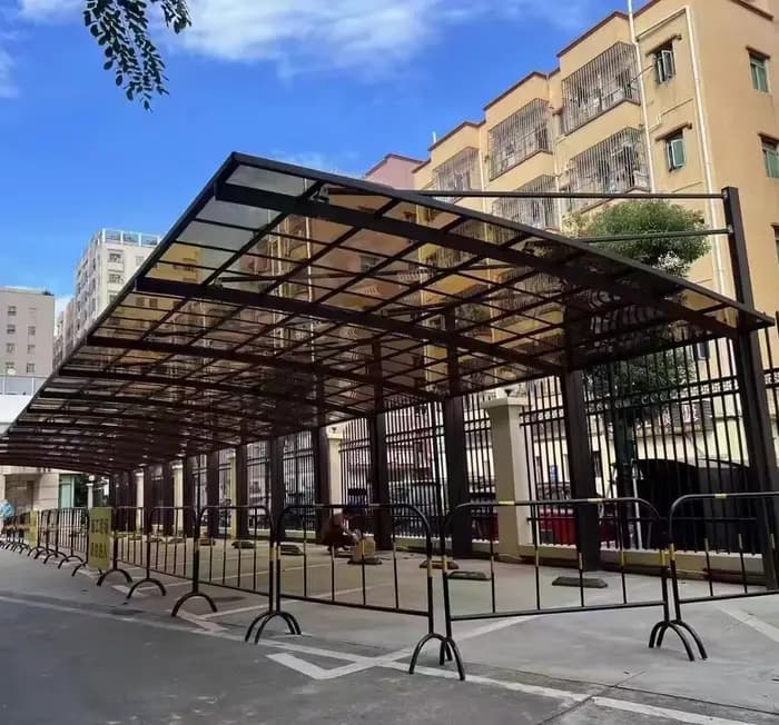 Auvent de hangar de stationnement en aluminium-Station de recharge EV communautaire à domicile abri de pluie pour porte-vélo