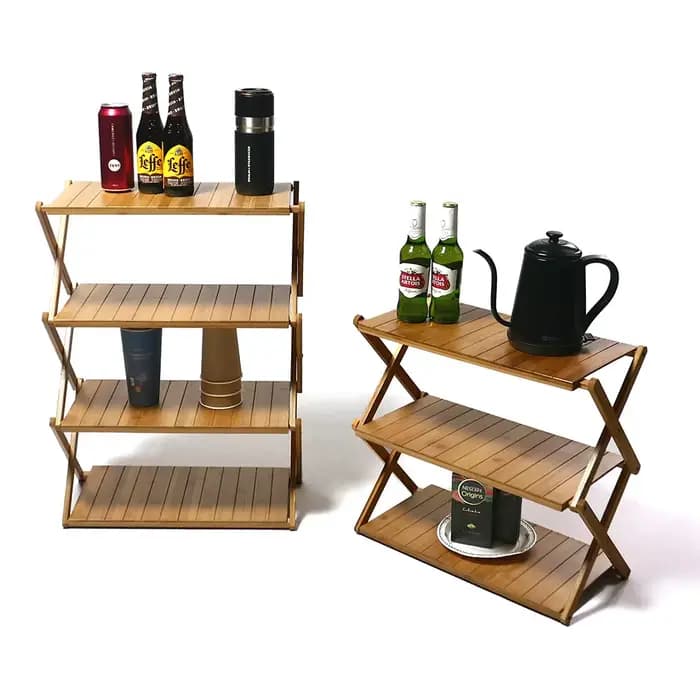 Étagère multifonctionnelle en bois et bambou pour l'extérieur