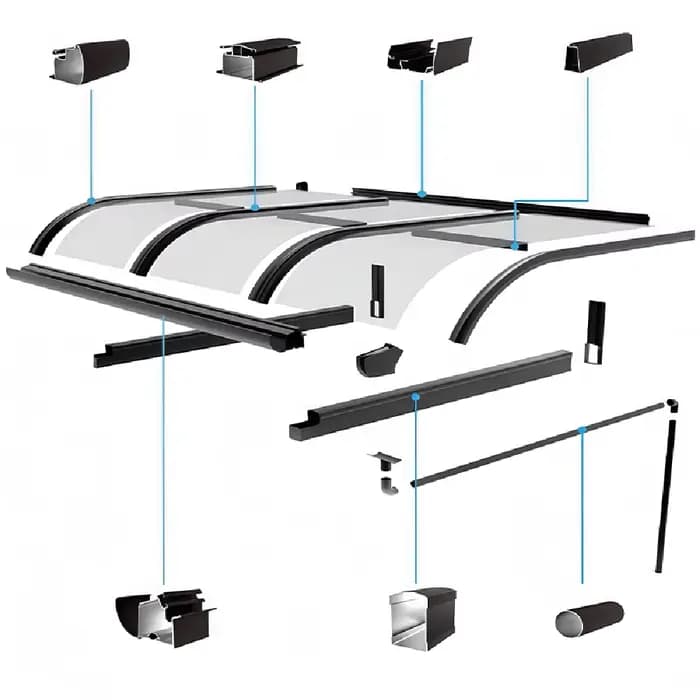 Carport Sunroom extérieur toit Patio couvre balcon personnalisé étanche Polycarbonate aluminium auvent voiture Port