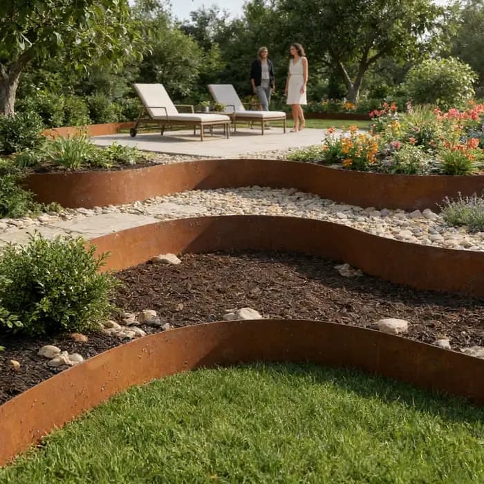 Bordure de jardin protectrice en acier découpable et résistante aux intempéries pour pelouse