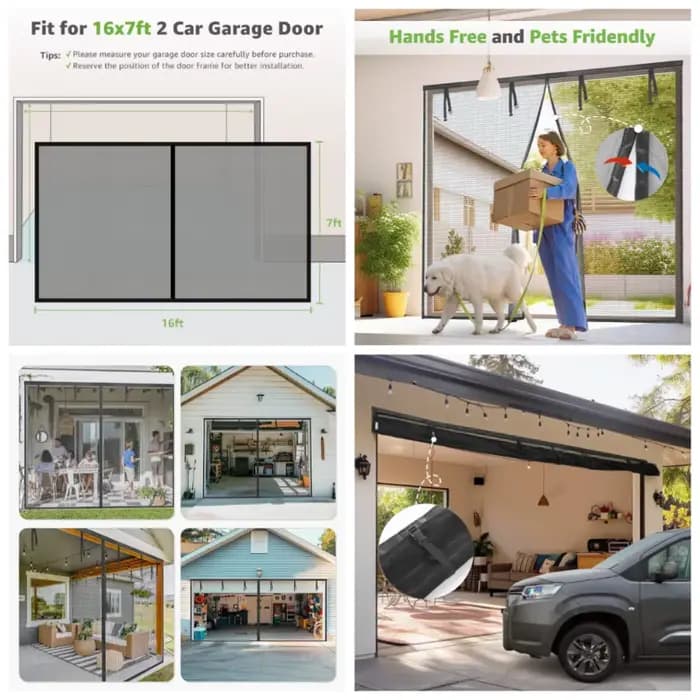 Portes Moustiquaires de Garage pour 2 Voitures