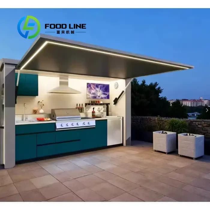 Abri modulaire personnalisé résistant aux intempéries avec cuisine extérieure