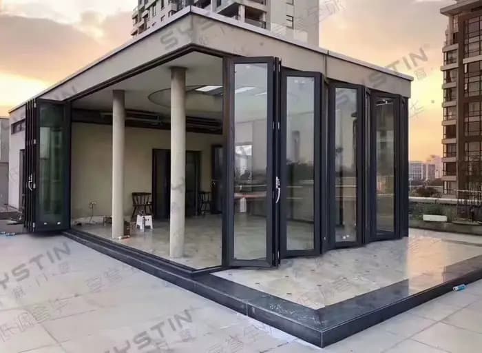 Porte coulissante extérieure personnalisable, porte pliante pour patio, portes de balcon, porte accordéon en aluminium, porte pliante en aluminium