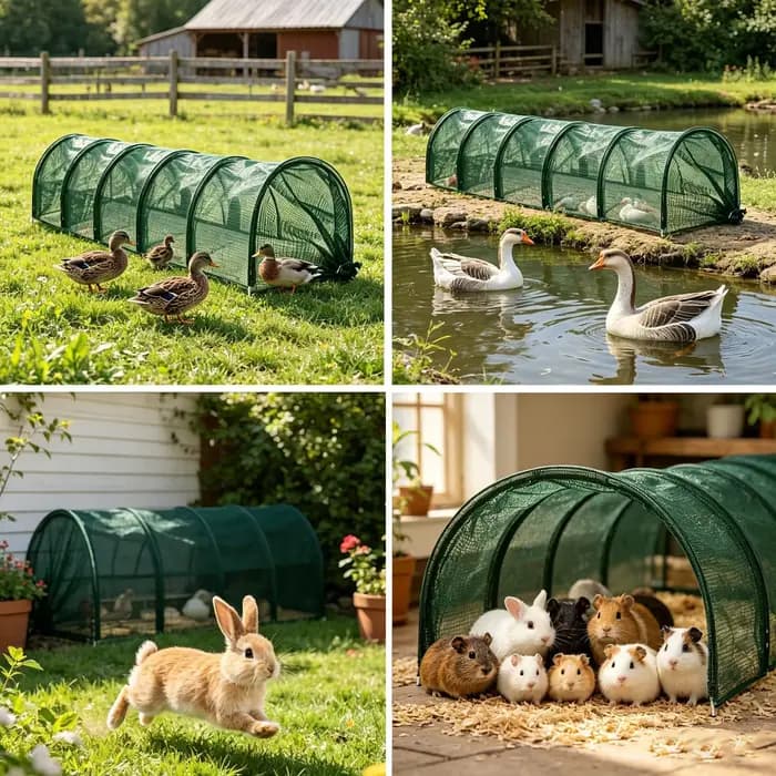 Tunnel en filet pliable - Protection UV, barrière contre les oiseaux et les insectes pour les fermes et serres, tunnel pour poulets, canards, oies